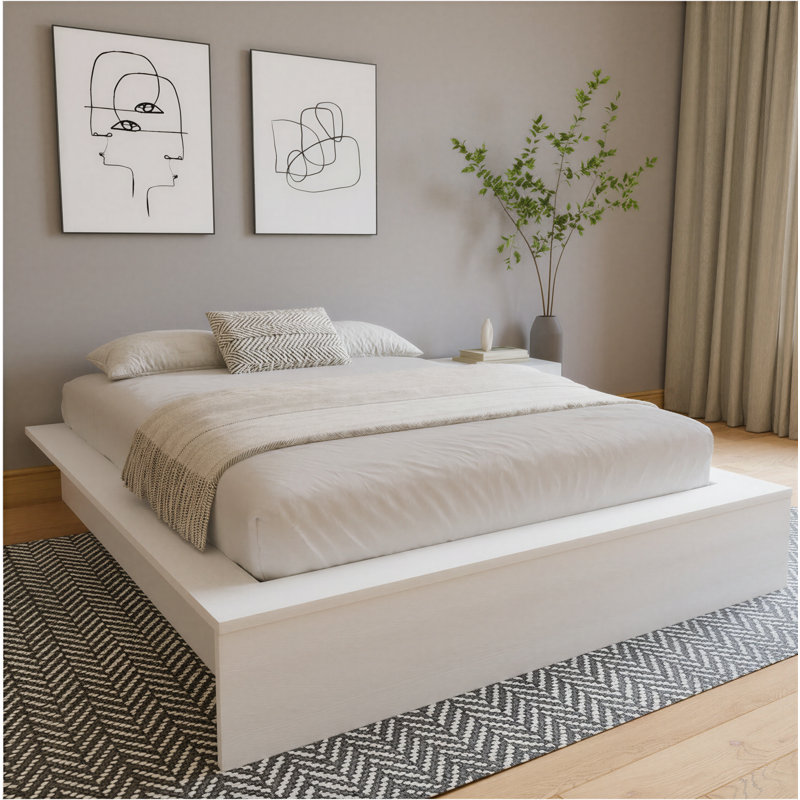 Hamdija Platform Bed, Queen, White