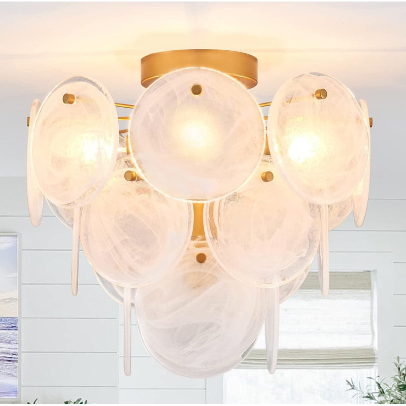 Plafonnier encastré 4 lumières en verre, style rétro moderne pour entrée, cuisine, salle de bain - décor de maison de campagne