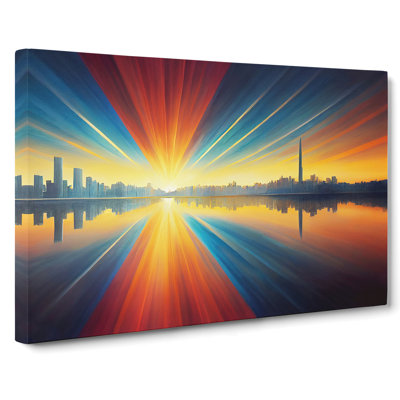 Reflective Skyline Architecture - Wrapped Canvas