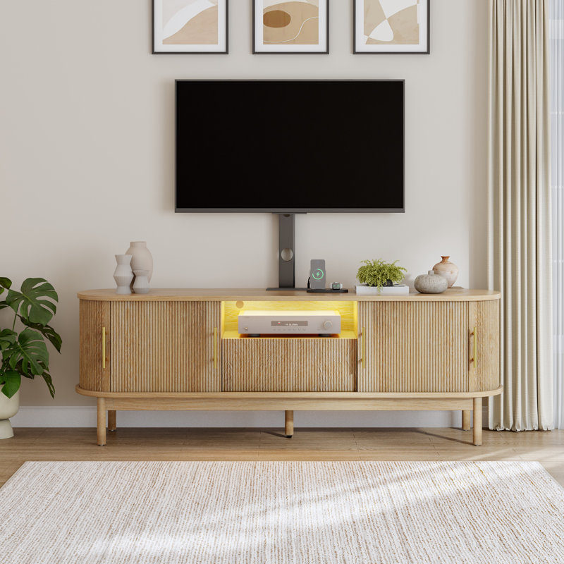  Meuble télé cannelé moderne 65 po avec support et support de charge
