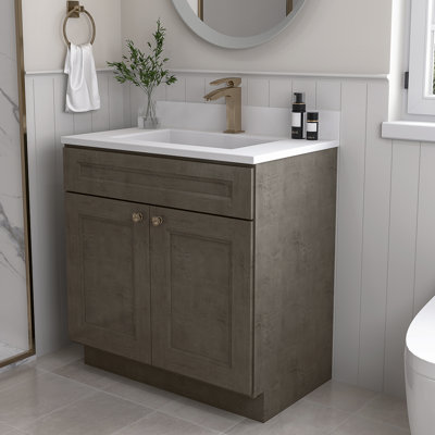 Armoire de salle de bain en bois massif prêt à assembler avec comptoir Shaker - comptoir non inclus