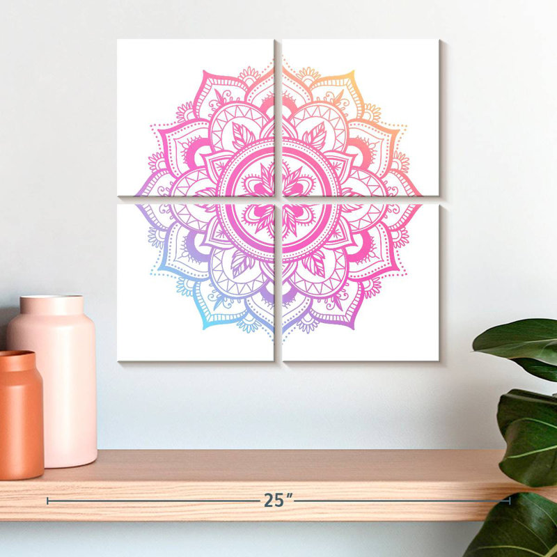 Gradient Floral Mandala, 18" H x 18" W