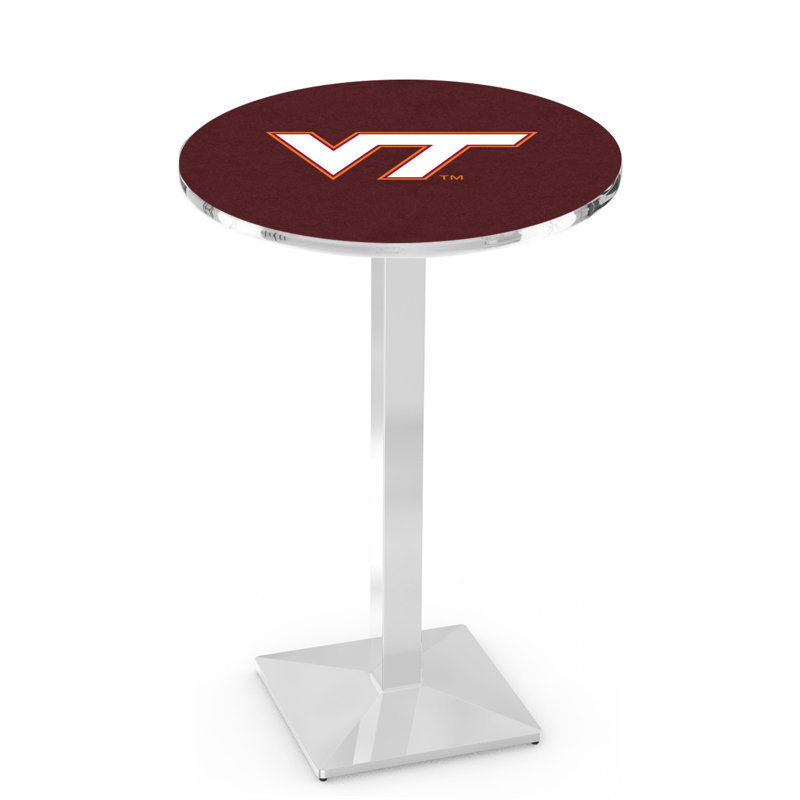 Round Metal Base Dining Table, Chrome, Virginia Tech University