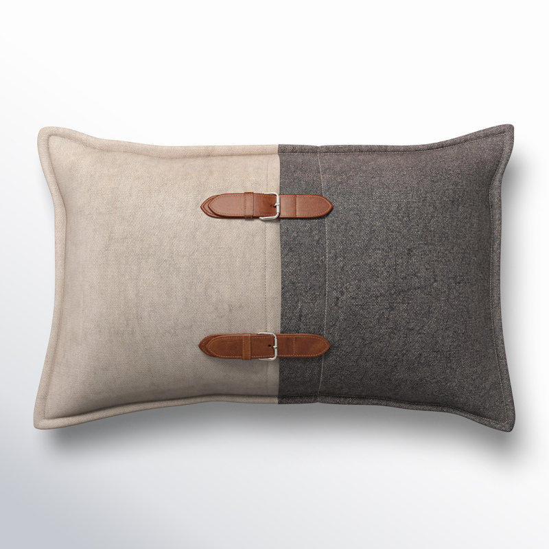 Placide Cotton blend Lumbar Rectangular Pillow, Down