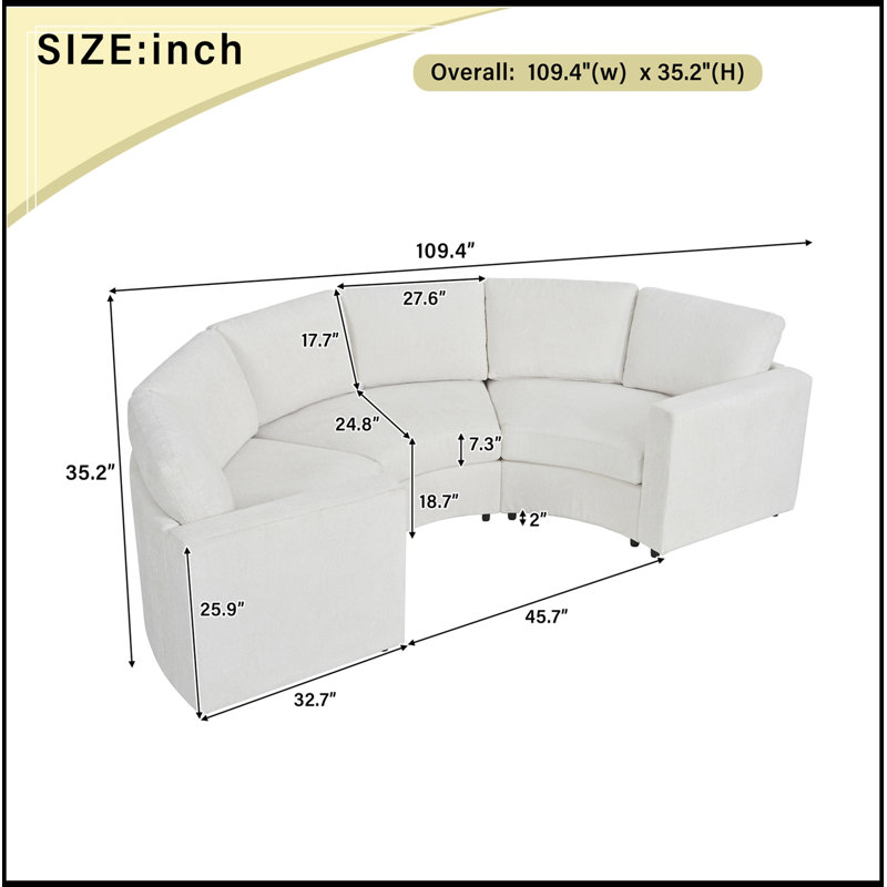 Canapé modulaire courbé avec sièges profonds, Beige