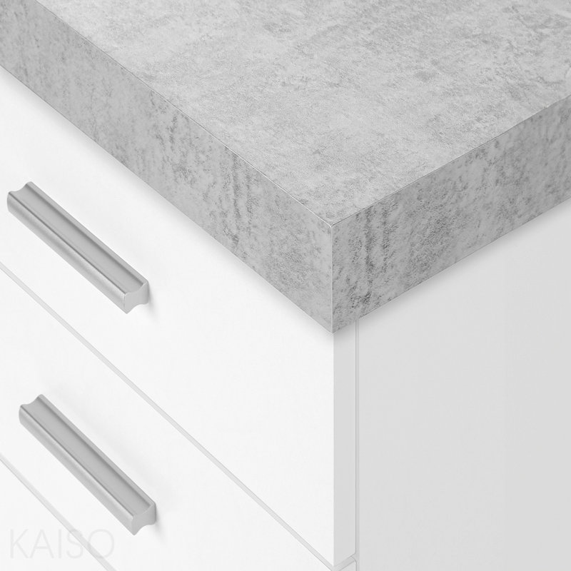 Grey Cement Laminate Contemporary Rolling File Cabinet With Storage Drawers & Printer Stand, White/Gray