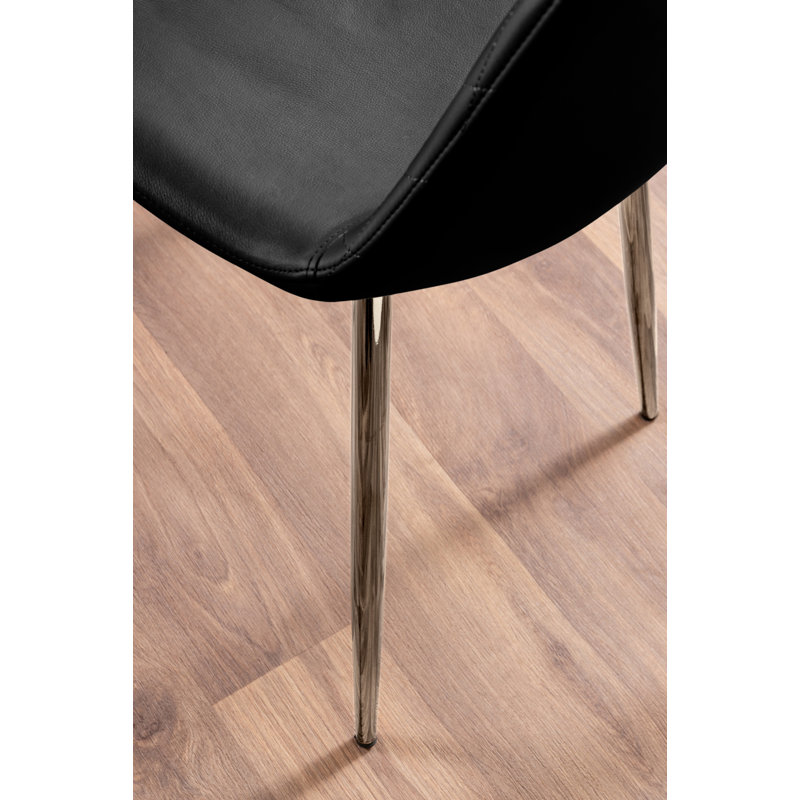 Industrial Design White & Grey Marble Effect Melamine Dining Table Set with 2 Faux Leather Chairs, Black/Silver