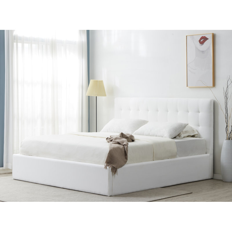 Avri Upholstered Platform Bed, King, Ivory
