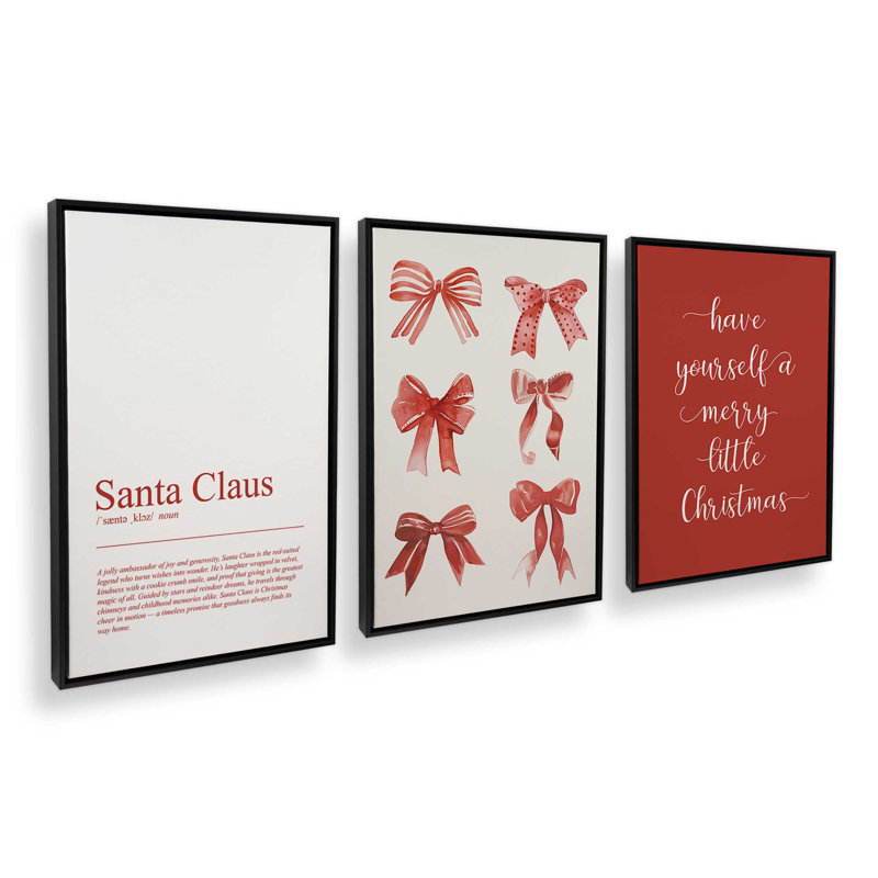 «Jingle Bow Joy», impressions sur toile, H 37 po x l 75 po, Impression encadrée sans passe-partout, Noir satiné