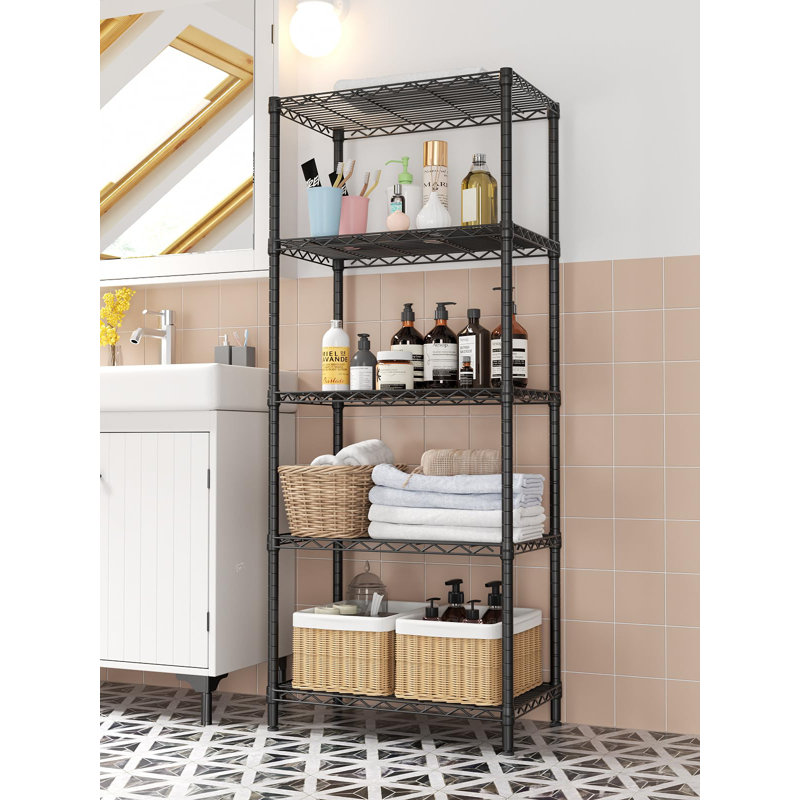 Tablettes de rangement réglables, H 59,1 po x l 23,2 po x P 13,4 po, Noir mat