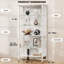 5-Layer Glass Display Cabinet with 3 LED Lights, White