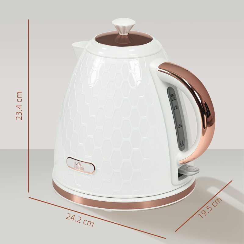 HOMCOM 1.7L Electric Tea Kettle, Cream White