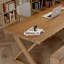 Bureau noyer + bois massif rectangulaire noir + fer-1054978019