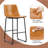 Evre Bar Stools Set of 2, PU Leather Counter Height Bar Stools,  Modern Barstools with Metal Legs and Footrest, Urban Armless Dining Chairs with Backrest for Kitchen Island-1223225638-1223225637
