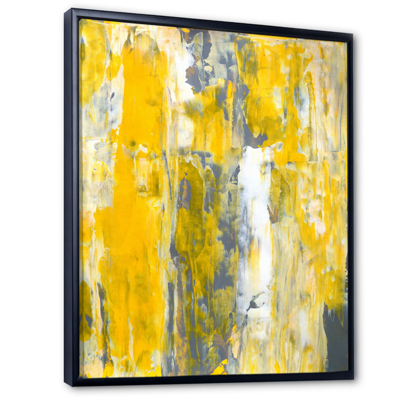 «Yellow and Gray Merging Abstract», art mural moderne et contemporain sur toile, H 40 po x l 30 po x P 1,5 po