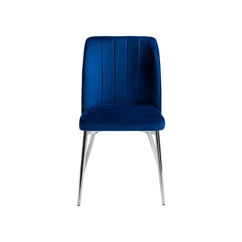 Tashina Velvet Upholstered Side Chair in Blue