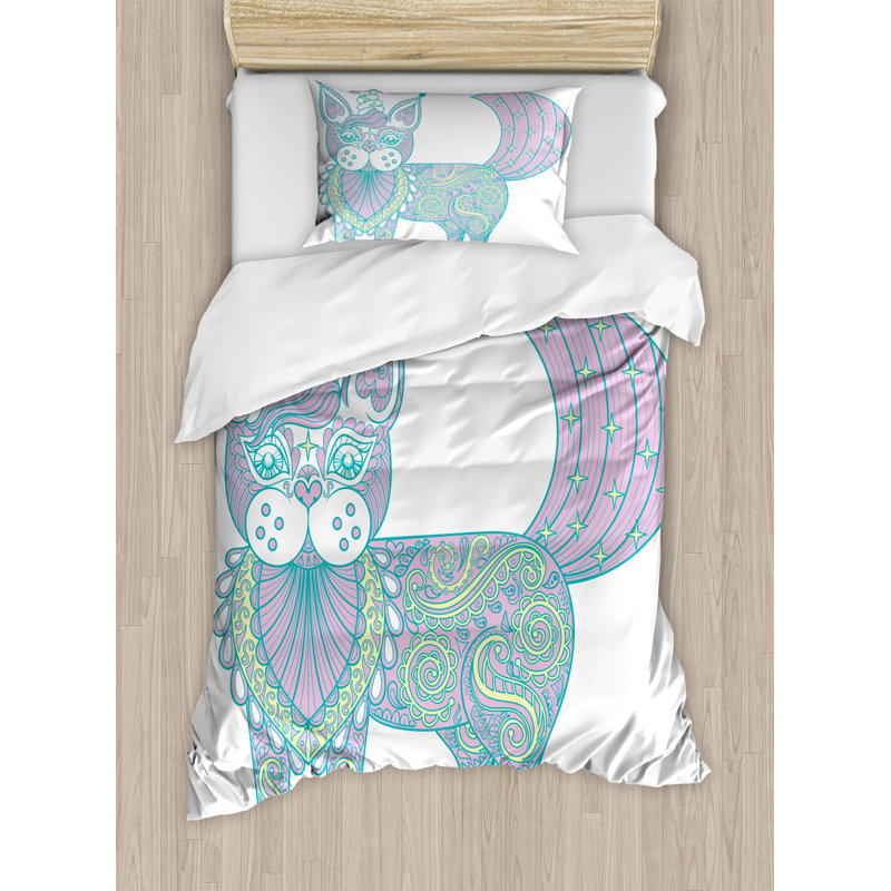 Ensemble de housse de couette Ambesonne Unicorn Cat, Magic Cat