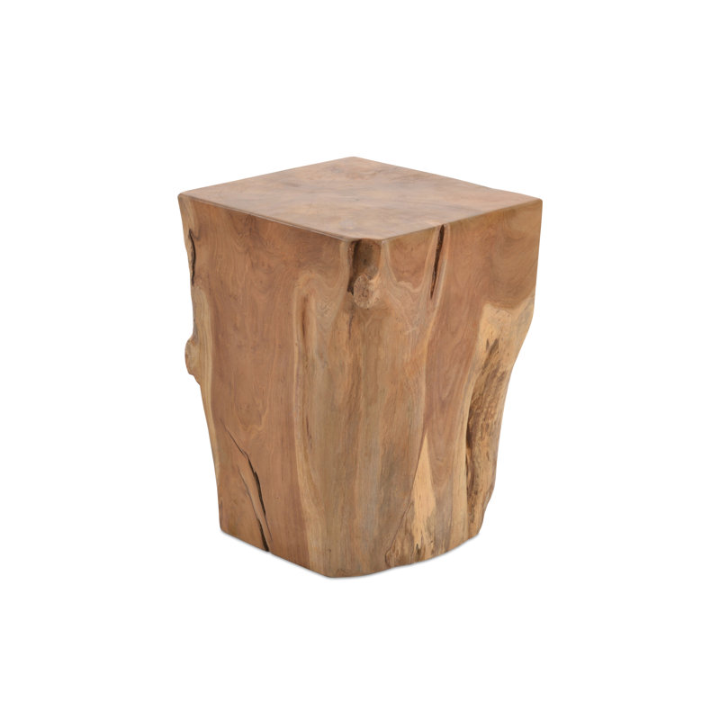 Heavy Cube Teak Side Table