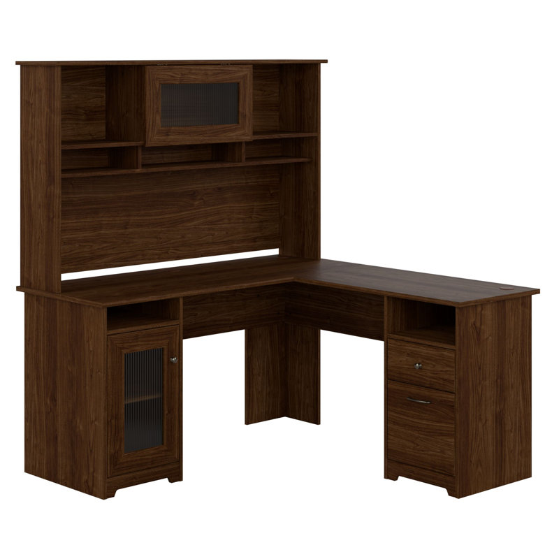 Ozro L-Shaped Executive Desk, Modern Walnut