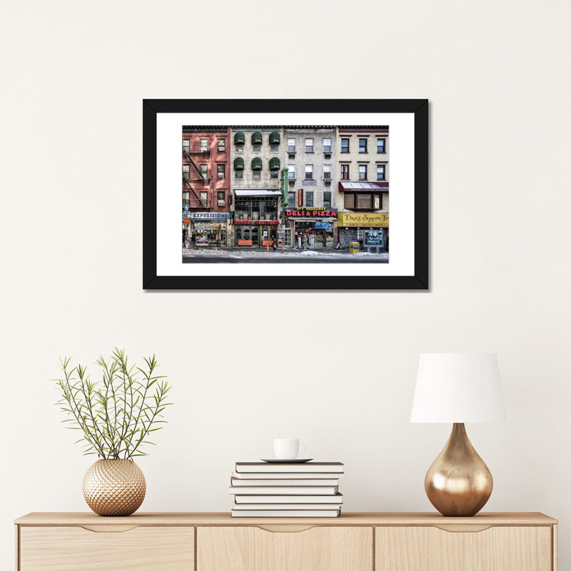 «A Cold Day In NY» par Peter Pfeiffer, impression sur toile tendue, H 16 po x l 24 po x P 1 po, Papier d'art encadré noir