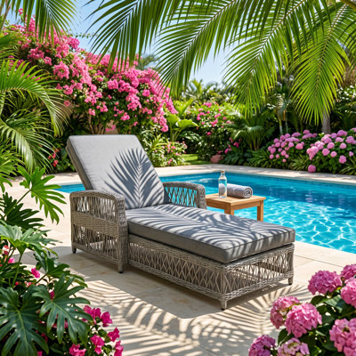 Chaise longue inclinable ajustable en osier l 25,6 po x P 77,5 po GO