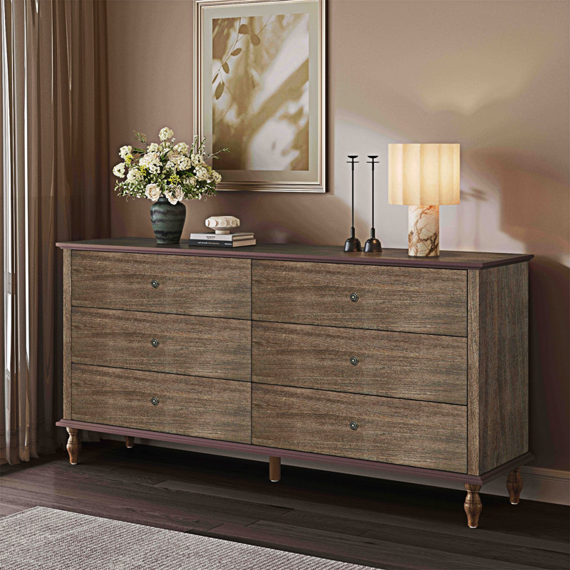 Commode en bois avec glissières à fermeture automatique, Deep Rustic Brown