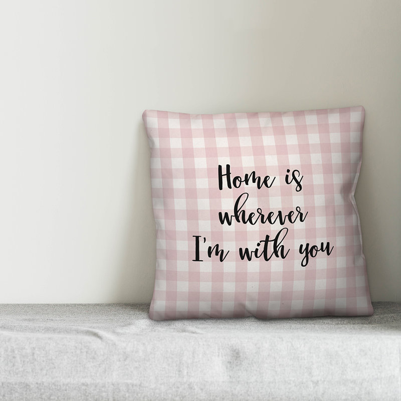  Coussin "Home is Partout", Rose/noir, Housse de coussin