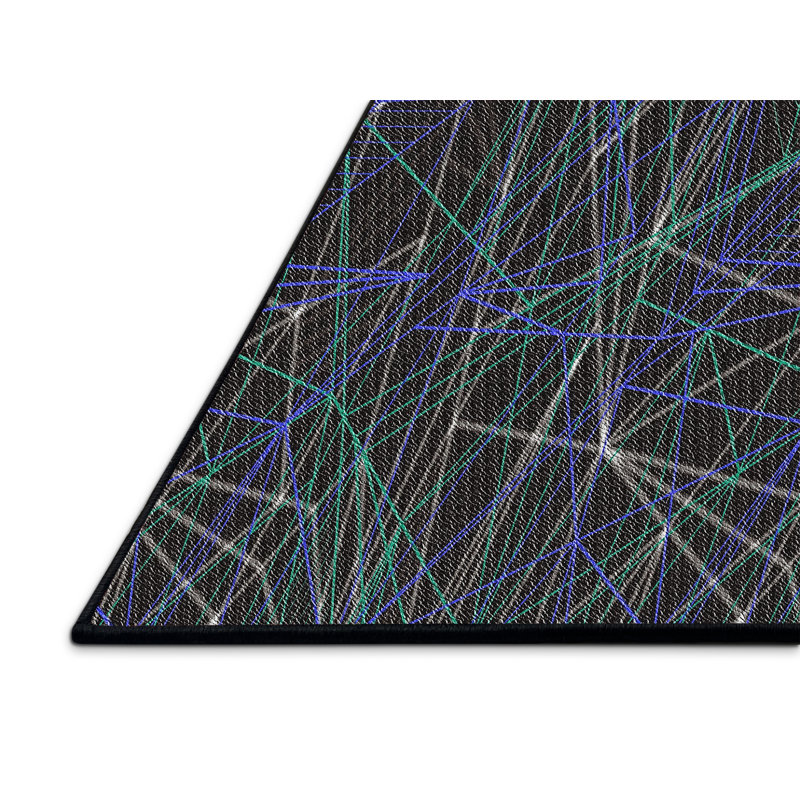 Noir Tapis décoratif, Rectangle 7 pi x 9 pi