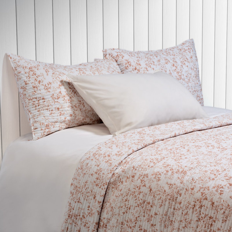 Ensemble de courtepointe en terre cuite Marjolaine, Courtepointe simple et 1 taie décorative