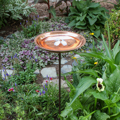 Dogwood Copper Birdbath with Stake