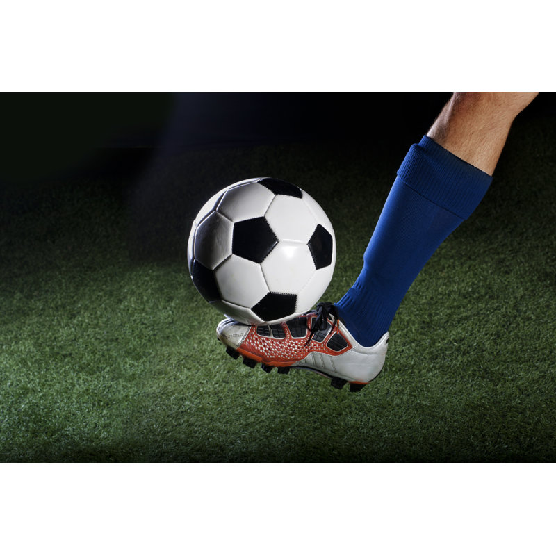 Kicking The Soccer Ball by Yobro10 - Wrapped Canvas Print, 30cm H x 46cm W