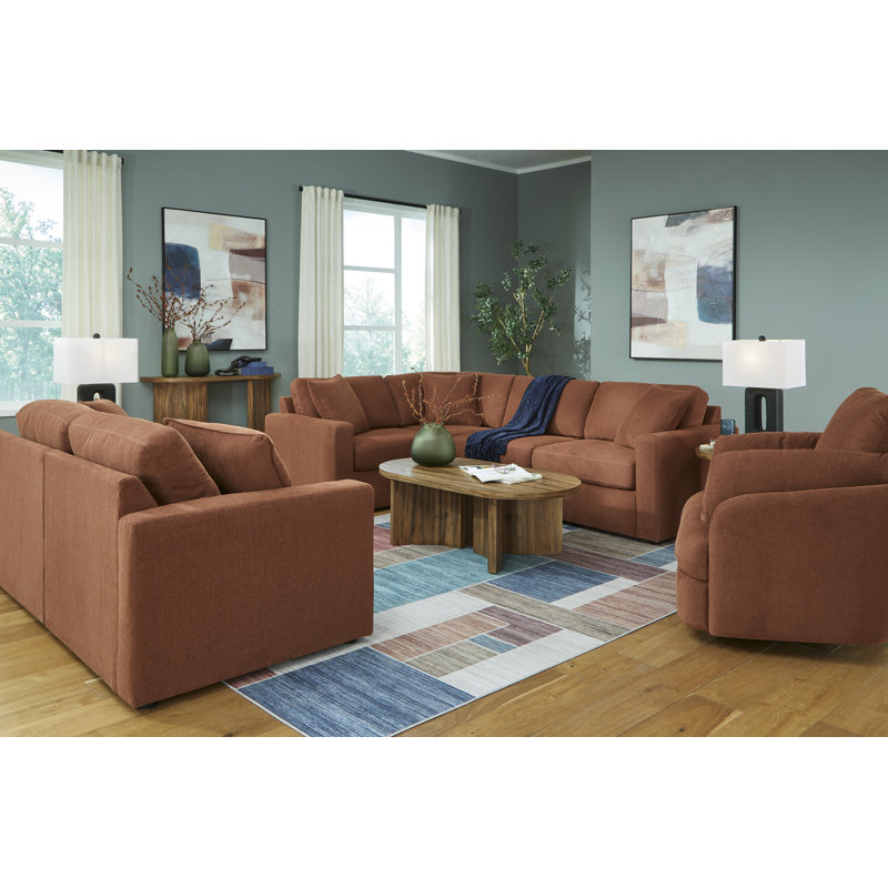 Canapé modulaire 3 pièces, causeuse modulaire 2 pièces et fauteuil inclinable pivotant Modmax, Orange