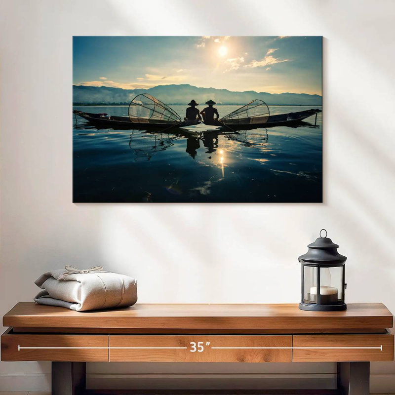 Pêcheurs du lac Senne Inle en Burma II, H 16 po x l 24 po