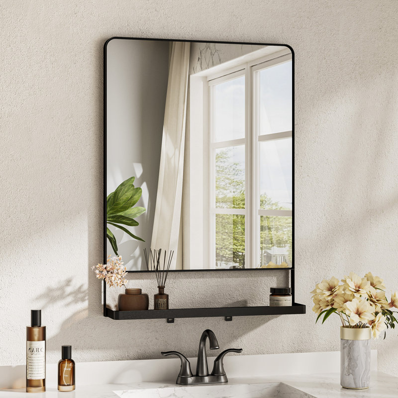 Miroir de salle de bain mural Tillymae, 30 po x 22 po, Noir