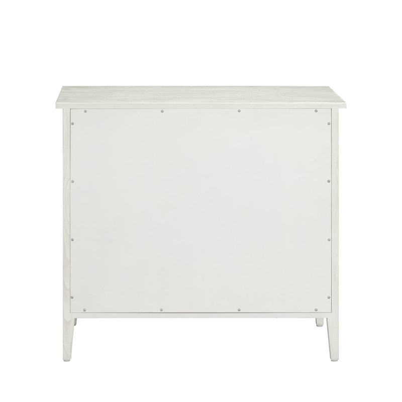 Grand Bermuda Sungkai Wood Chest - 3 Drawers, Whitewash/Brass