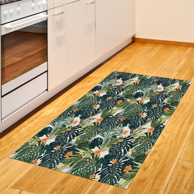 Tapis décoratif floral à haute densité en fibres de polyester, Rectangle 2 pi 7 po x 5 pi