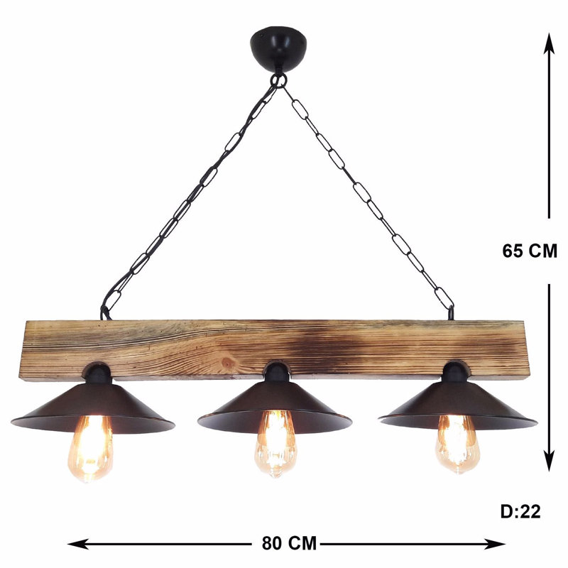 Lustre pour îlot de cuisine 3 lumières Tevin