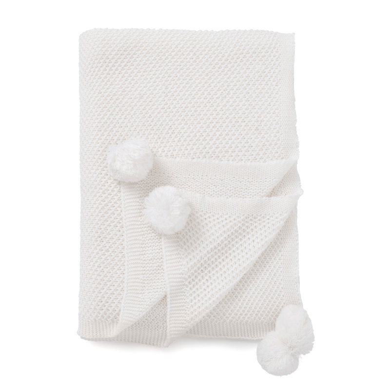 Jeté à pompons, Blanc