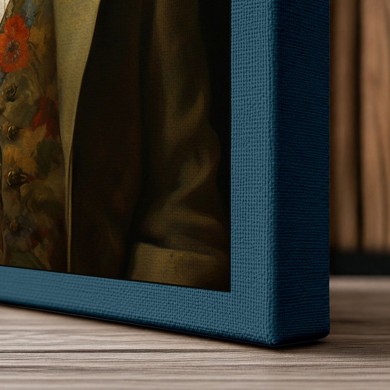 Dapper Fox Portrait Eclectic - Print, 24x16 - 61.0 x 40.6 cm, Teal Border