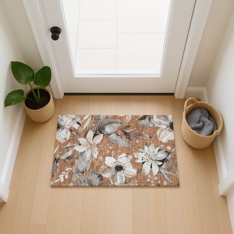 Machine Washable Indoor/Outdoor London ACN2260 Floral Rug