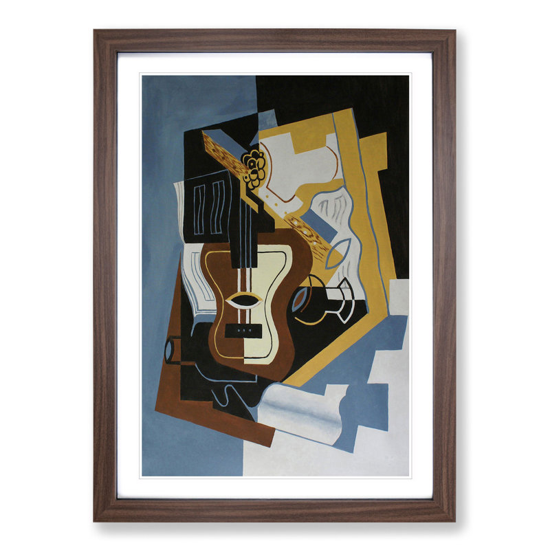 Guitar with Clarinet by Juan Gris - Framed Print, Walnut Framed, 36cm H x 27cm W x 2cm D