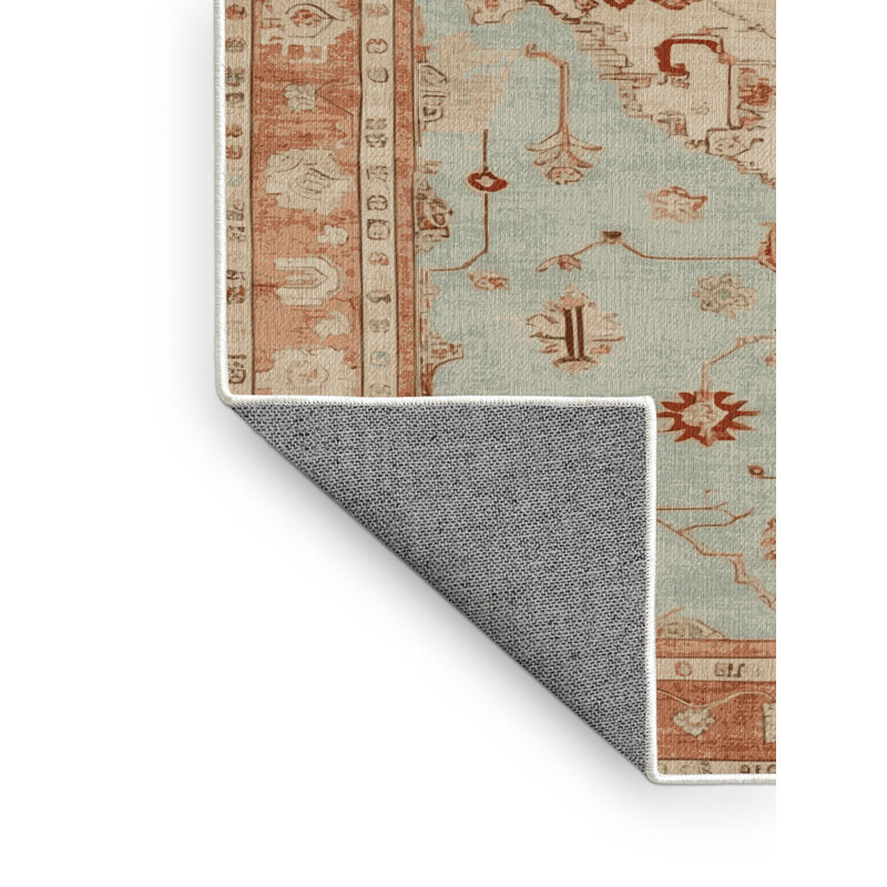 Tapis beige surteint lavable à la machine, Rond 5 pi