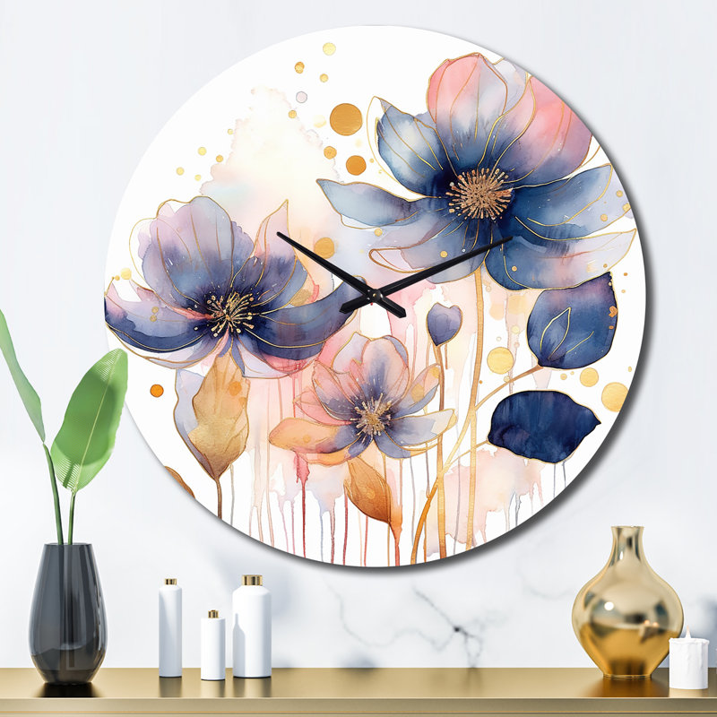 Horloge murale en métal bleu rose et harmonie dans le chaos, Grand
