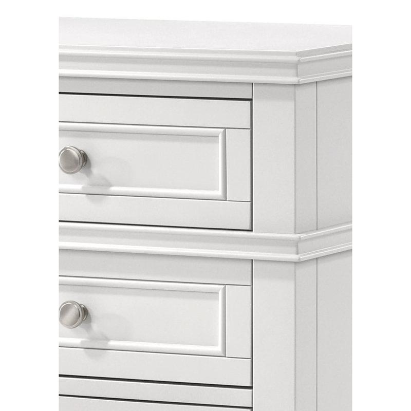 Table de chevet 3 blanche en bois massif et design avec 3 tiroirs
