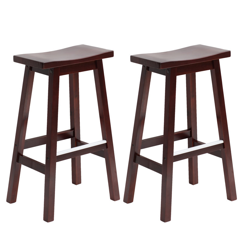 Jovanii Counter Stool with Solid Wood Frame, Brown, Bar Stool (30” Seat Height)