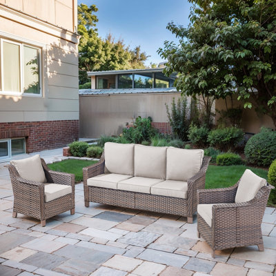 Tya 3 - Pieces Wicker/Rattan Sofa Seating Group With Cushions