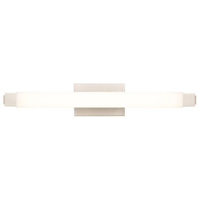 Applique murale à DEL de 66 cm (26 po) en nickel brossé, haute performance, 1830 lumens, 21 W, double installation verticale et horizontale, 3 températures de couleur sélectionnables (3000 K, 4000 K et 5000 K), intensité variable.