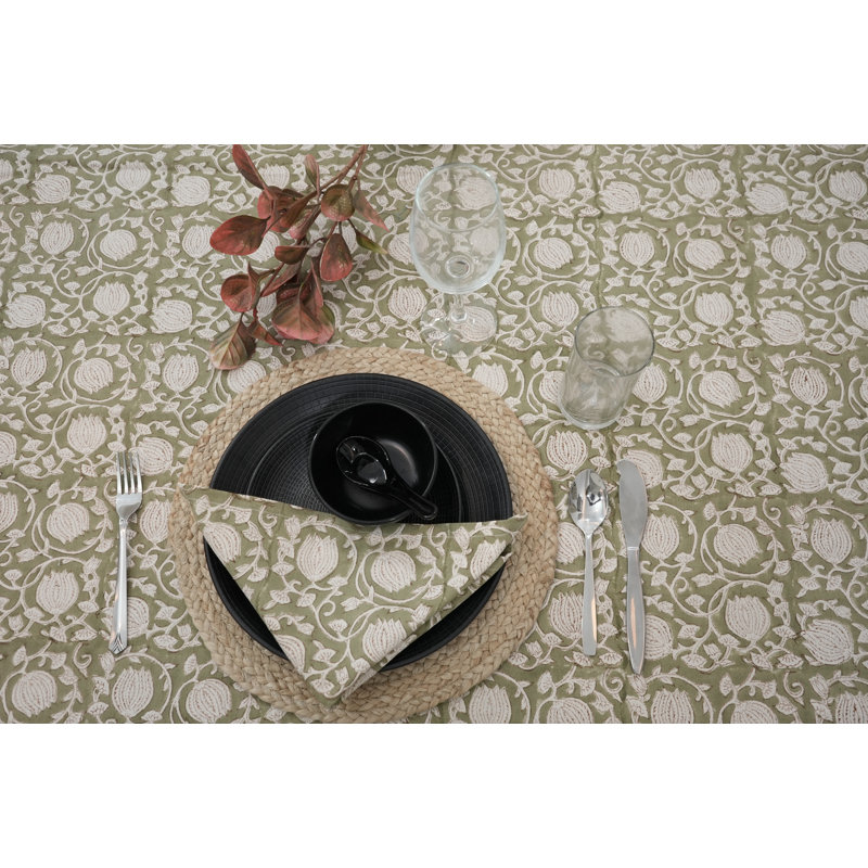 Serviette de table en toile de canard 18 x 18 po Fabividine, impression 6 kamal, vert