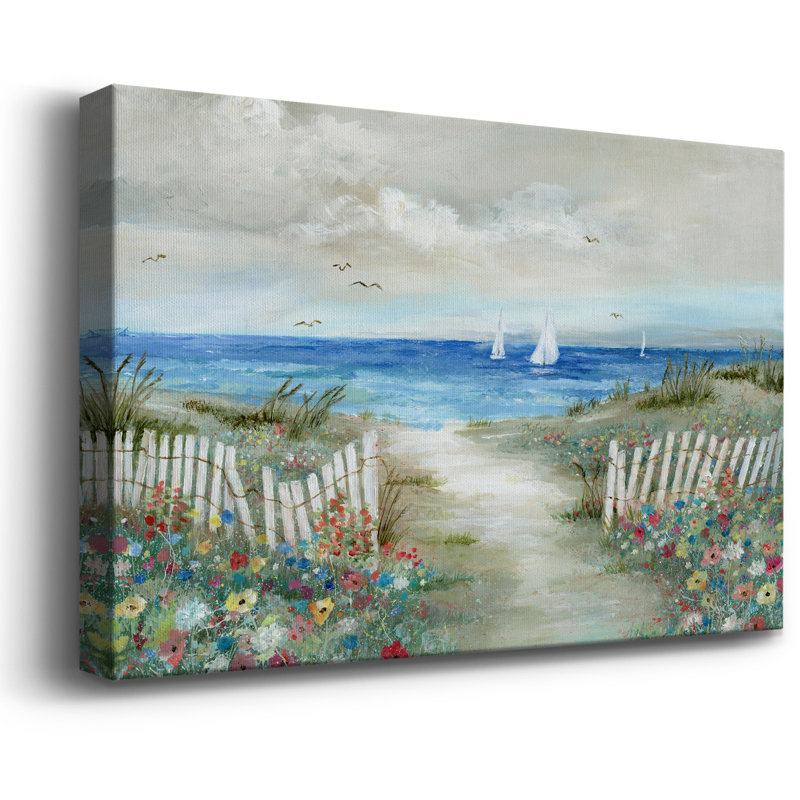 Toile tendue avec châssis de qualité supérieure Coastal Garden - prête à être accrochée, H 40 po x l 60 po