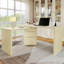 Bureau en forme de L avec 3 tiroirs, bureau rotatif à 360 °, bureau, bureau d'angle pour bureau à domicile